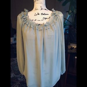 NWOT INC Sheer Ruffled Blouse Size Large